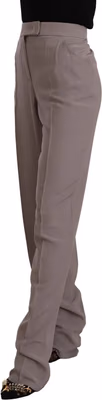 Brown High Waist Silk Tapered Long Pants