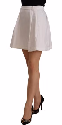 White High Waist A-line Mini Cotton Skirt