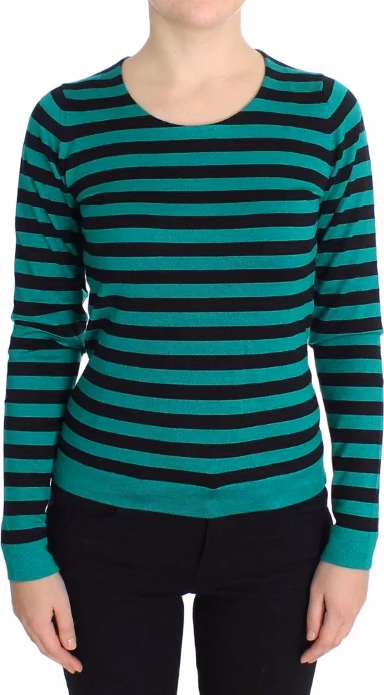 Dolce & Gabbana Green Black Silk Cashmere Sweater