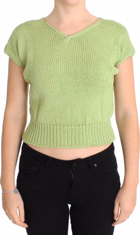 PINK MEMORIES Green Cotton Blend Knitted Sweater