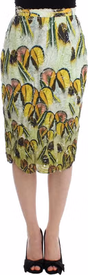 Multicolor Organza Pencil Skirt