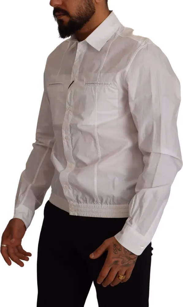 Dolce & Gabbana White Cotton Button Down Men Collared Shirt