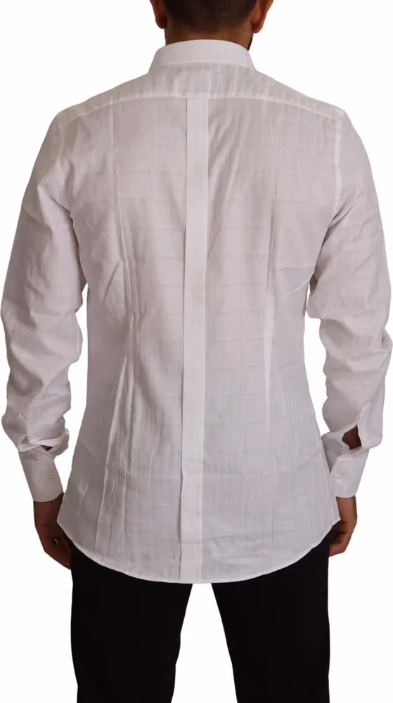 Dolce & Gabbana White GOLD Cotton Slim Fit Dress Formal Shirt