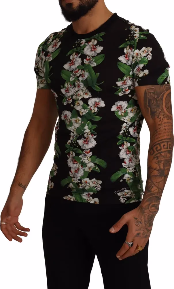 Dolce & Gabbana Black Floral Print Crewneck T-shirt