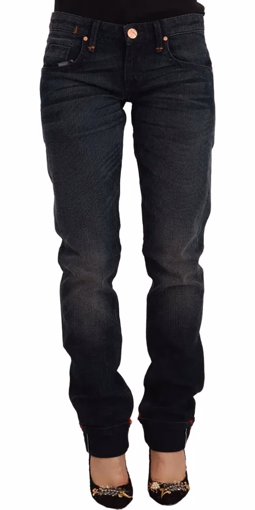 Acht Black Washed Cotton Skinny Denim Low Waist Jeans