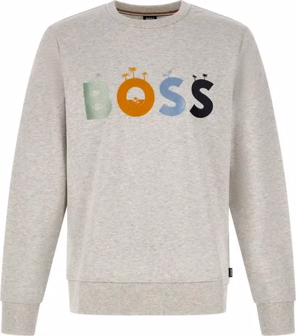 Hugo Boss Grey Cotton Logo Details Sweatshirt