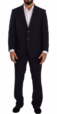 Blue Polyester Single Breasted Formal Suit