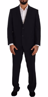 Blue Polyester Single Breasted Formal Suit
