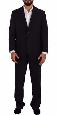Black Polyester Single Breasted Formal Suit