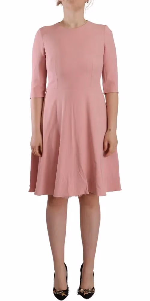 Dolce & Gabbana Pink 3/4 Sleeves Viscose Blend A-line Dress