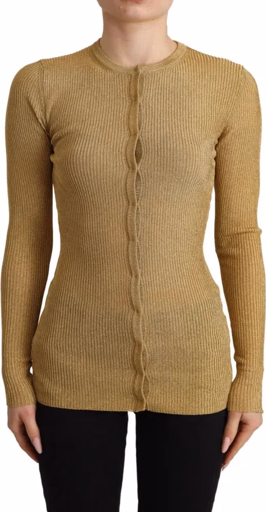 Dolce & Gabbana Gold Viscose Blend Buttons Cardigan Sweater