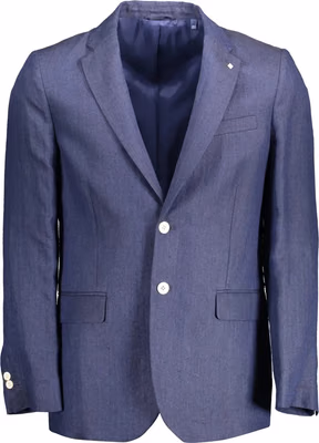 Elegant Blue Linen Classic Jacket