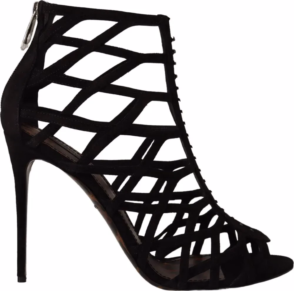 Dolce & Gabbana Black Suede Stiletto Heels Bette Sandals Shoes