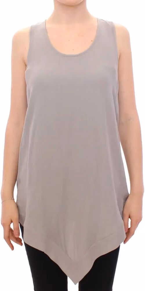 Comeforbreakfast Gray Viscose Tank Top Shirt Blouse