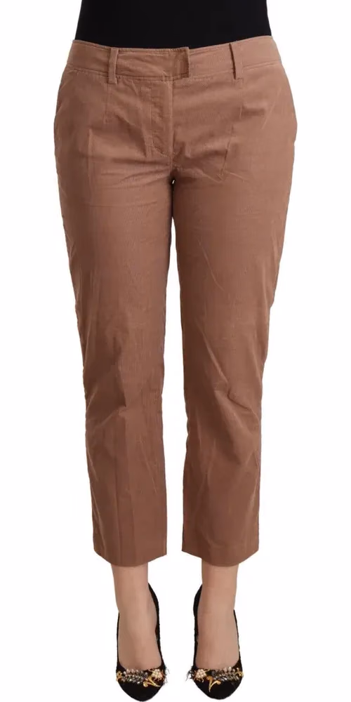 Costume National Brown Cotton Tapered Cropped Pants