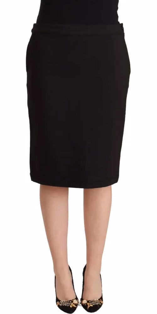 GF Ferre Black Straight Pencil Cut Knee Length Skirt