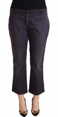 Black Low Waist Folded Hem Flared Cropped Pants