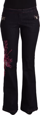Black Cotton Stretch Mid Waist Cotton Flared Denim Jeans