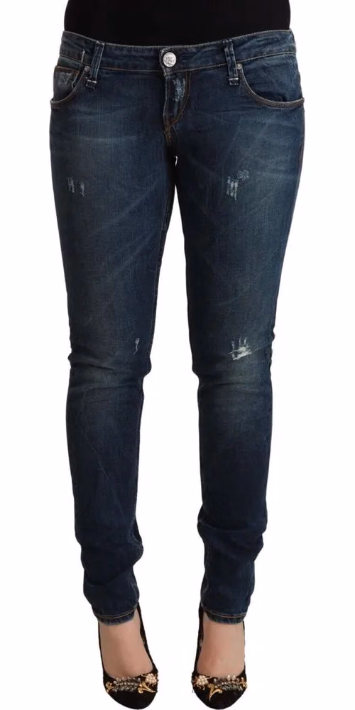 Acht Blue Washed Low Waist Slim Fit Denim Jeans