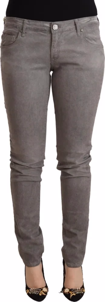 Acht Gray Cotton Low Waist Skinny Push Up Denim Jeans