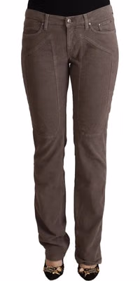 Brown Cotton Low Waist Iconic Patches Leg Denim Jeans