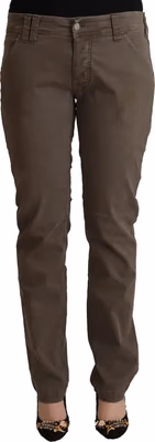 Brown Cotton Low Waist Skinny Casual Jeans