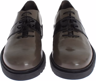 Gray Brown Leather Laceups Shoes