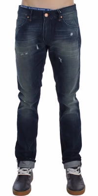 Blue Wash Cotton Denim Slim Fit Jeans