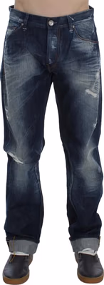 Blue Wash Cotton Denim Regular Fit Jeans