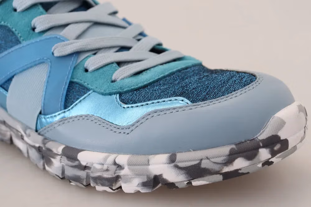 Dolce & Gabbana Blue Gray Leather Sport Low Top Sneakers