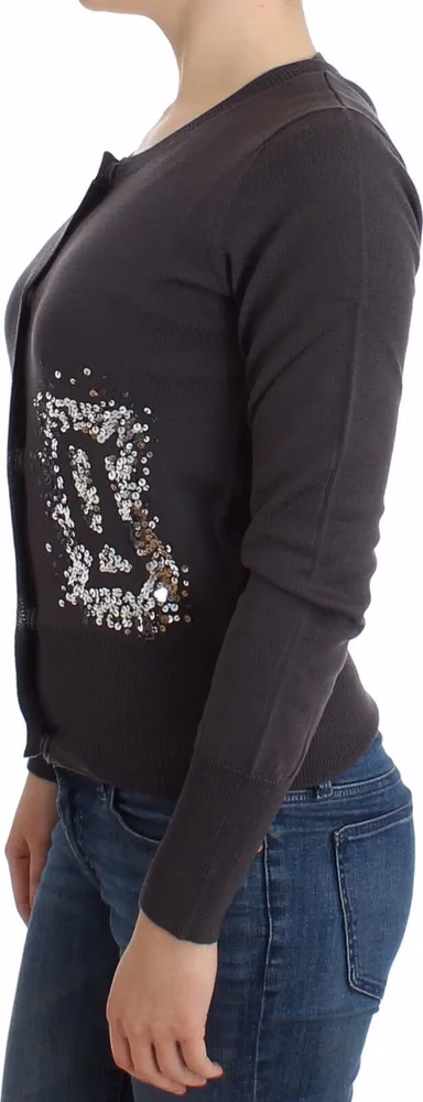 John Galliano Purple Wool Sequined Cardigan Knit Sweater