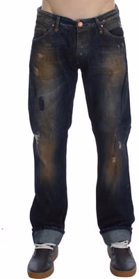 Blue Wash Cotton Regular Straight Fit Jeans