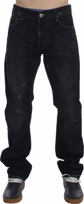 Blue Wash Cotton Denim Straight Fit Jeans