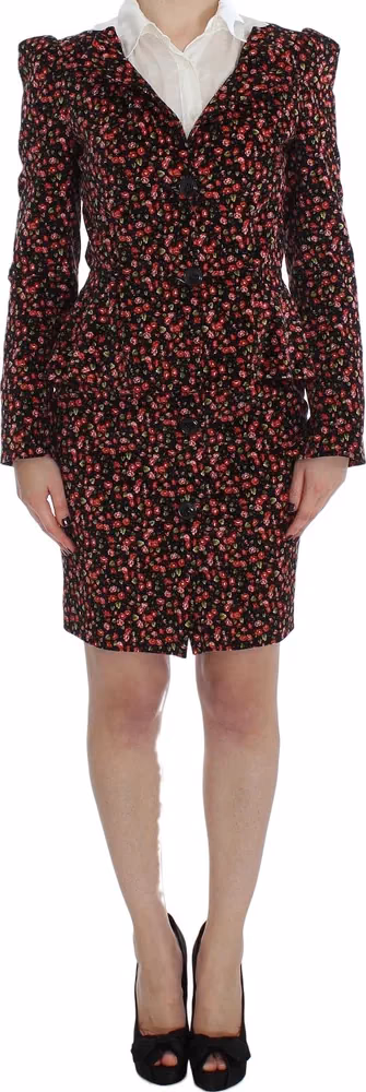 BENCIVENGA Black Multicolor Floral Suit