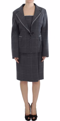 Gray Stretch Sheath Dress Suit Set
