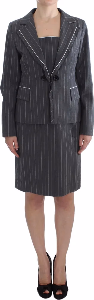 BENCIVENGA Gray Stretch Suit Sheath Dress & Blazer Set