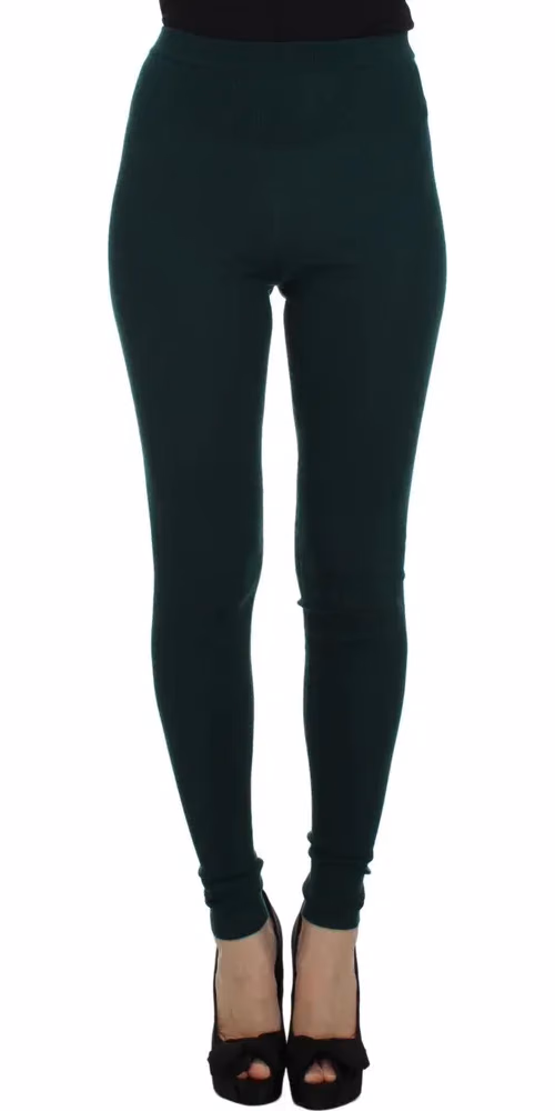 Dolce & Gabbana Green Cashmere Stretch Tights Pants