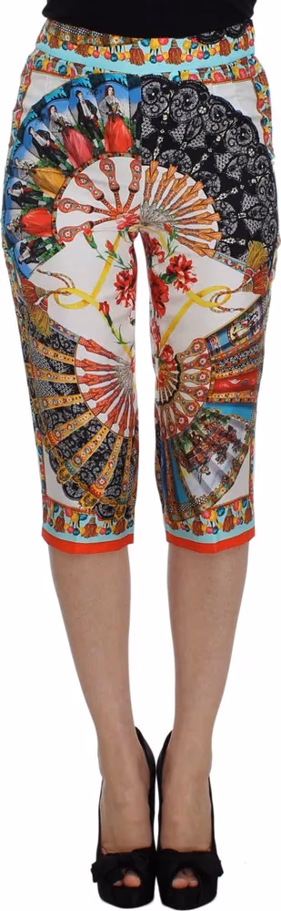 Dolce & Gabbana Multicolor Majolica Sicily Silk Pants