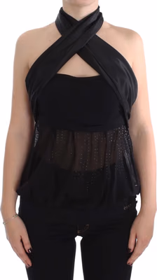 Black Neck Wrap Top Blouse