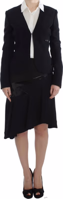 Black Blue Two Piece Suit Skirt & Blazer