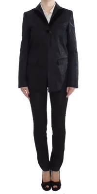 Black One Button Three Piece Suit