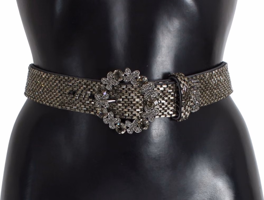 Dolce & Gabbana Crystal Buckle Sequined Waist Belt