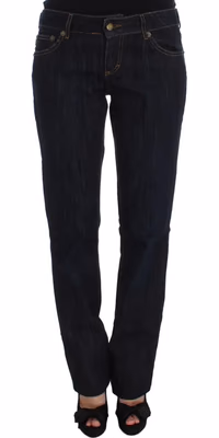 Blue Cotton Straight Fit Stretch Jeans