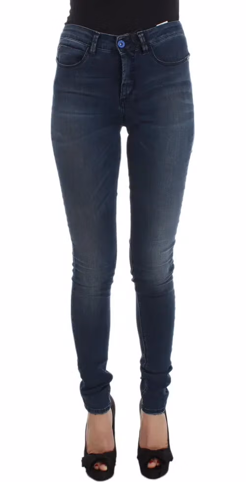 Costume National Blue Cotton Blend Slim Fit Jeans