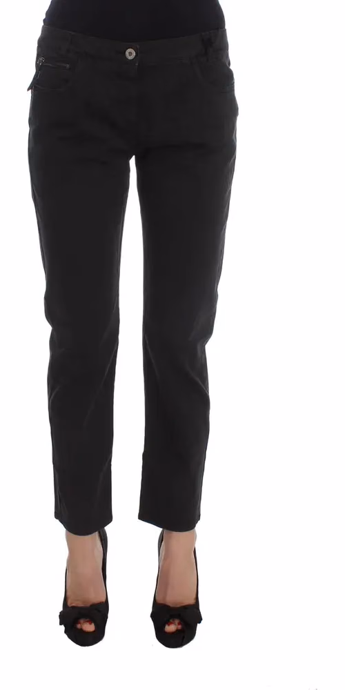 Costume National Black Cotton Capri Cropped Denim Jeans