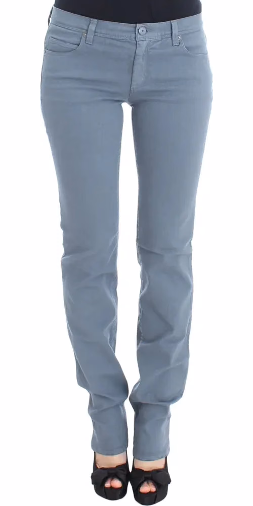 Ermanno Scervino Blue Cotton Blend Slim Fit Bootcut Jeans