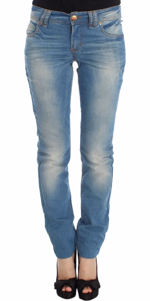John Galliano Blue Wash Cotton Blend Slim Fit Jeans