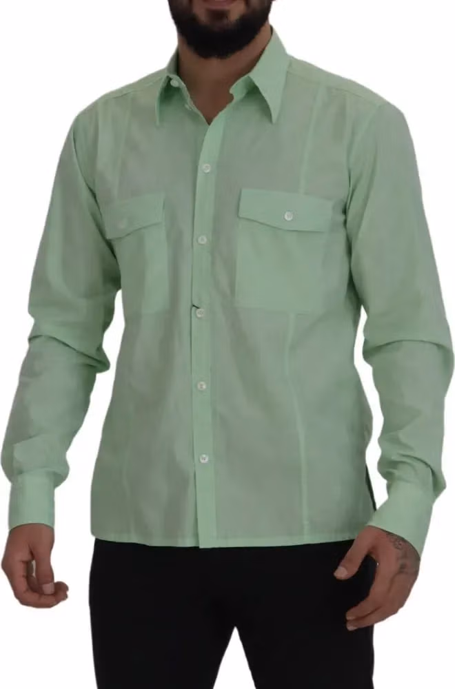 Dolce & Gabbana Mint Green Long Sleeves Button Down Shirt