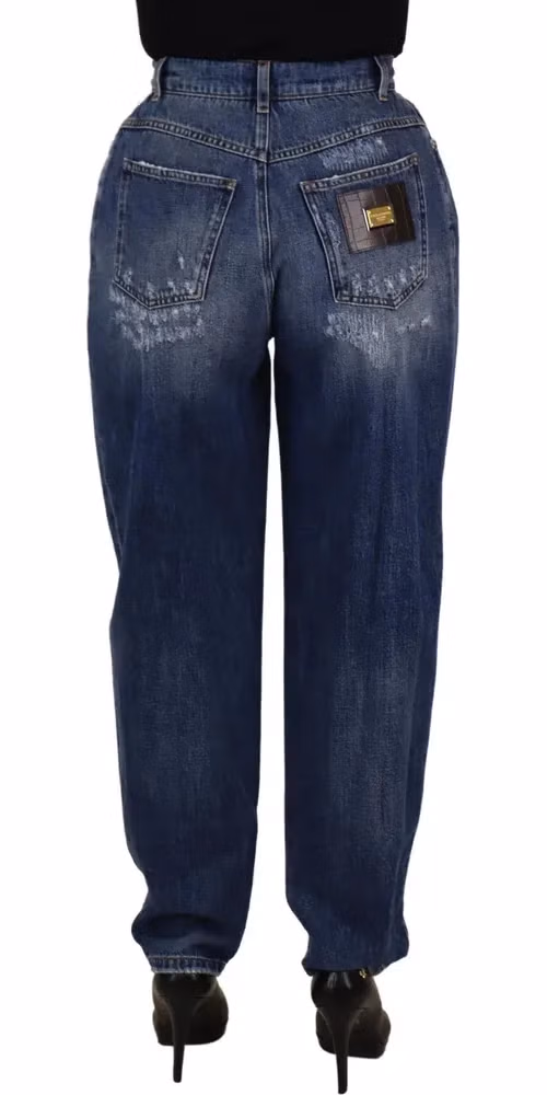 Dolce & Gabbana Blue Washed High Waist Loose Fit Pants