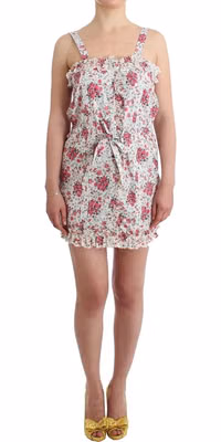 Beachwear Pink Floral Beach Mini Dress Short